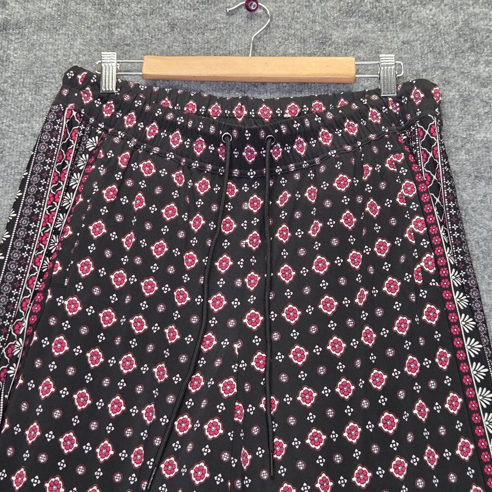 Lane Bryant Women Pant 14/16 Black Floral Wide Leg Elastic Waist Drawstring Boho - Picture 2 of 7